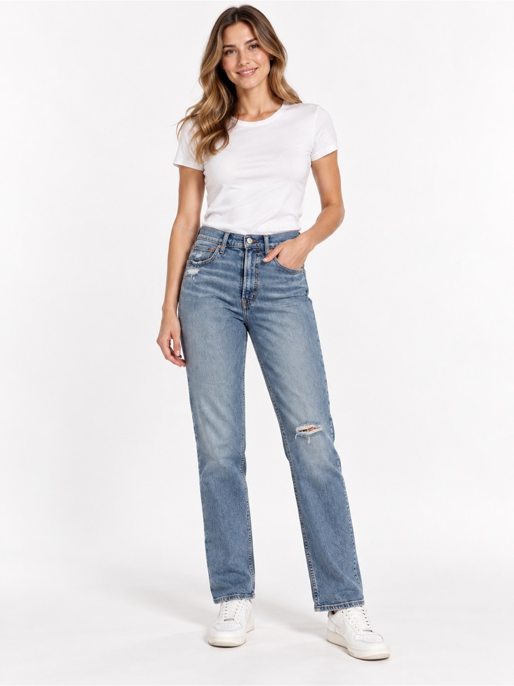 GAP Denim High Rise Cigarette Jeans Size 29 (8T) Medium Wash